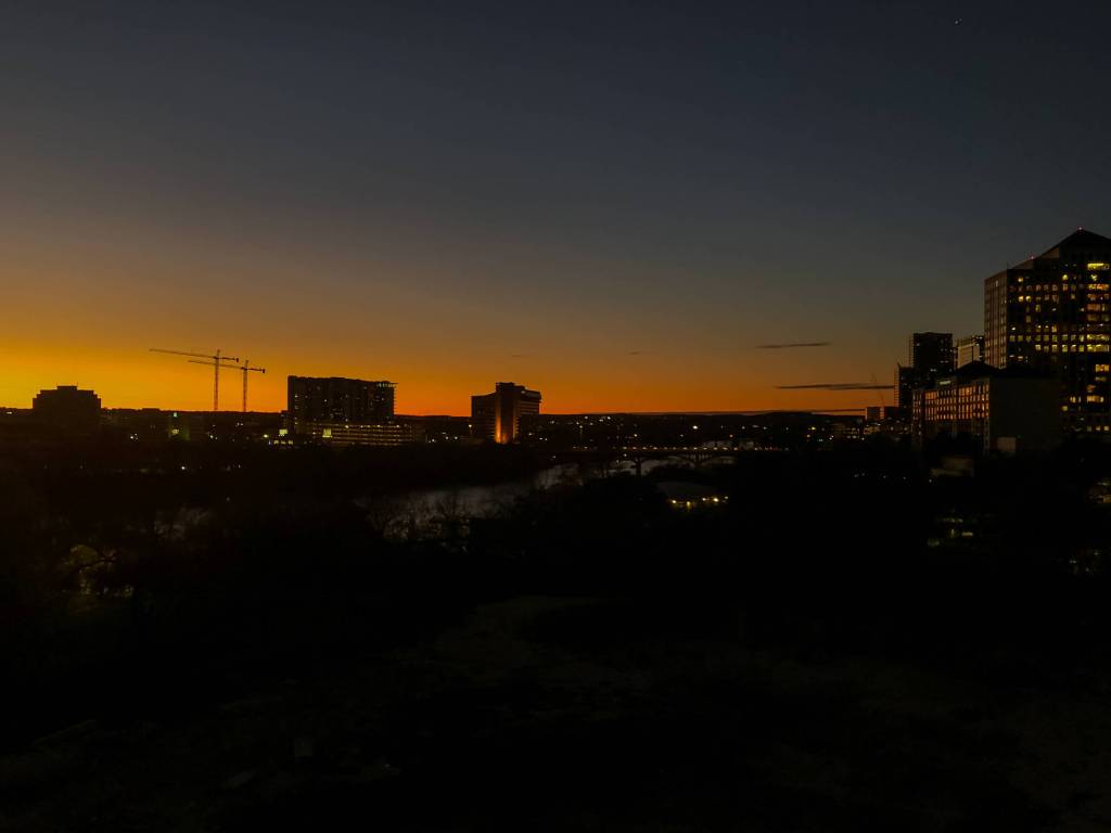Austin Texas downtown views at Sunset