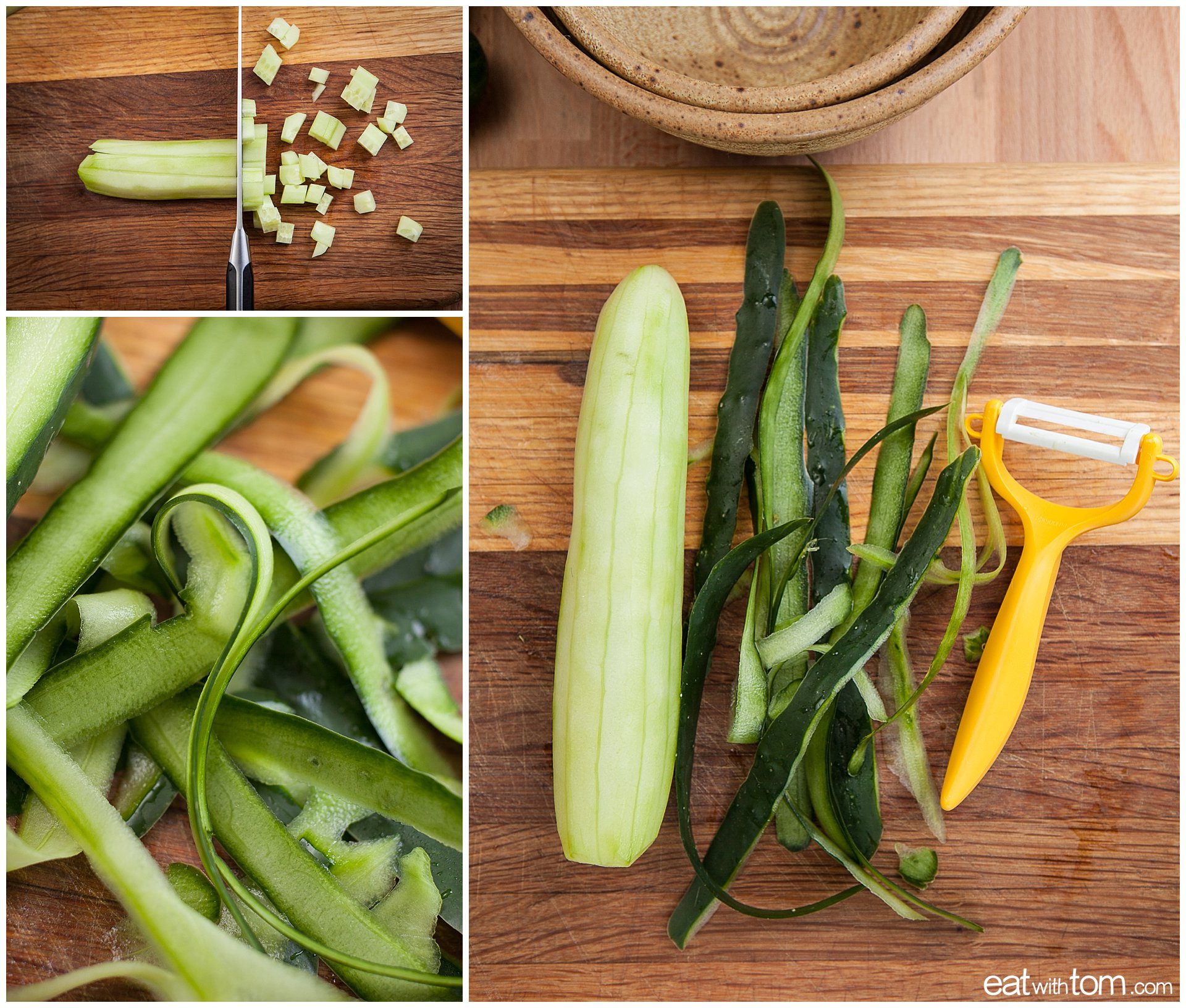 peel cucumbers with kyocera ceramic peeler for quinoa breakfast recipe