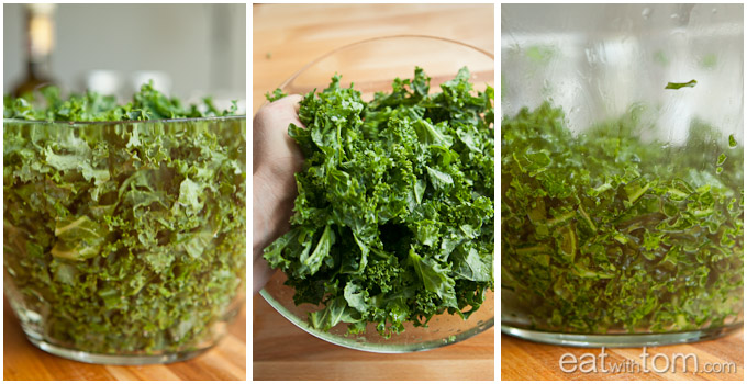 The volume of the kale will reduce when massaged