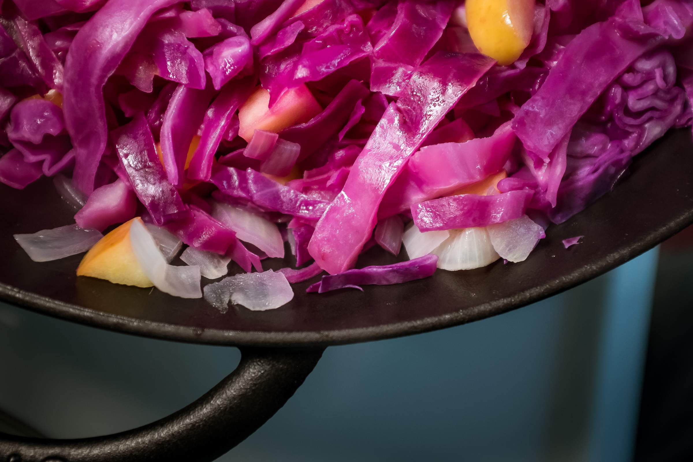 braised cabbage with goat cheese and apples recipe tom schmidt