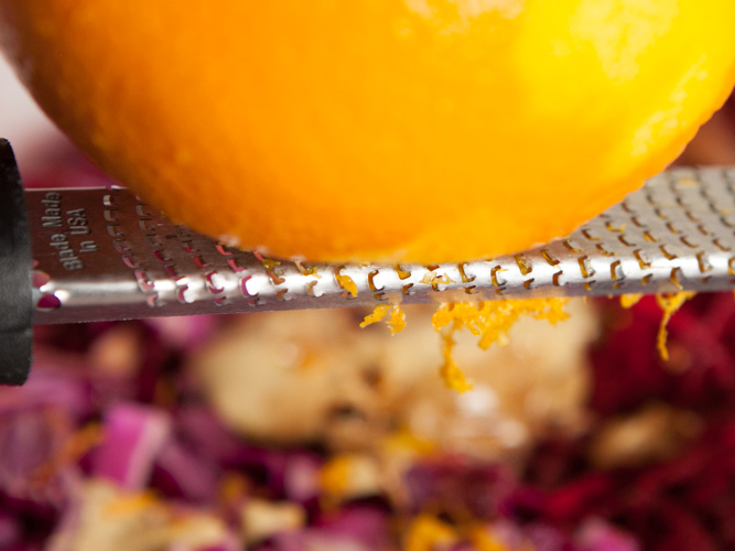How to zest an orange for a raw beet and apple salad