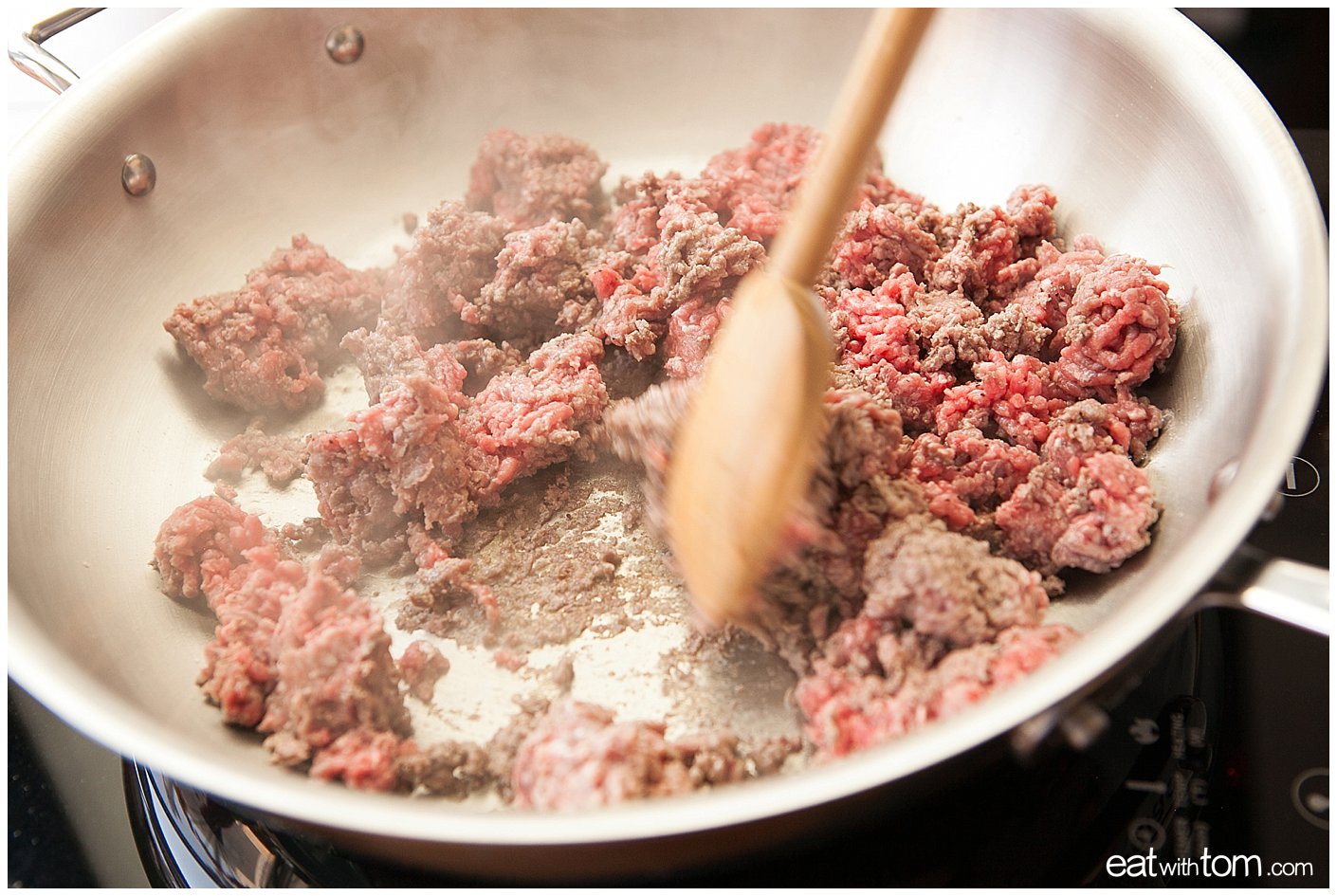 Sweet Potatoes with Hamburger Breakfast Recipe - Browning hamburger to combine with sweet potatoes