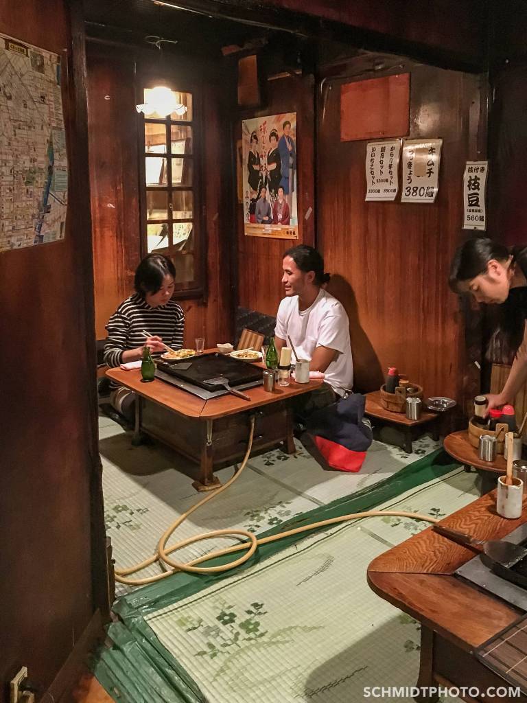 Tokyo potato pancake restaurant eat with tom
